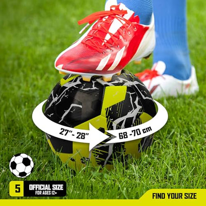 RBX Size 5 Soccer Ball, Durable 32 Machine-Stitched Panel Construction, Superior Air Retention, All Weather Design, High Contrast Graphics - color: Volt