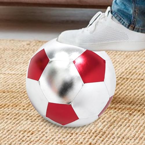 Inflatable Soft Football, Simulation Soccer Ball, 9.84 Inches Beach Toy with Leakproof, Elastic PVC Spheres, Indoor Play Toy with Bounce Design, Blow Up Football for Outdoor Use - color: Cloth Red