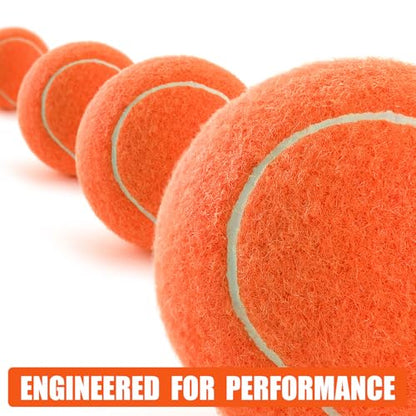PHOEPET 6-Pack Tennis Balls for Dogs, Bulk Rubber Ball for Fetch Chew Toys Beginner Training Practice(Orange)