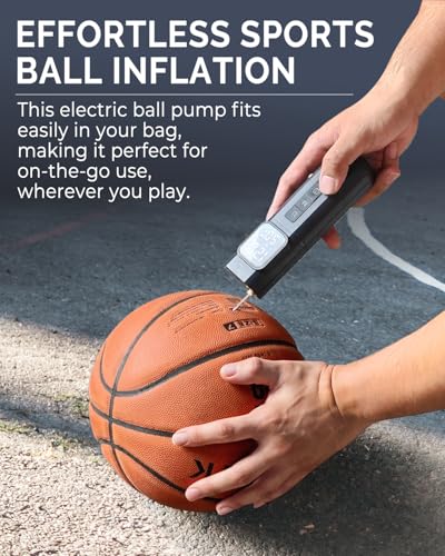 ETENWOLF P200 Electric Ball Pump 2000mAh Sports Air Pump with Digital Pressure Gauge, Fast Inflation & Deflation for Basketball Soccer Volleyball Football
