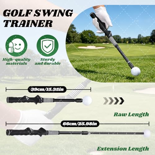 Retractable Golf Swing Trainer, Adjustable Lock Mechanism Golf Swing Training Aid, Tempo Training for Advanced/Beginner Players Golf Grip Trainer, for Right-Handed , Indoor/Outdoor，Golf Gifts for Men