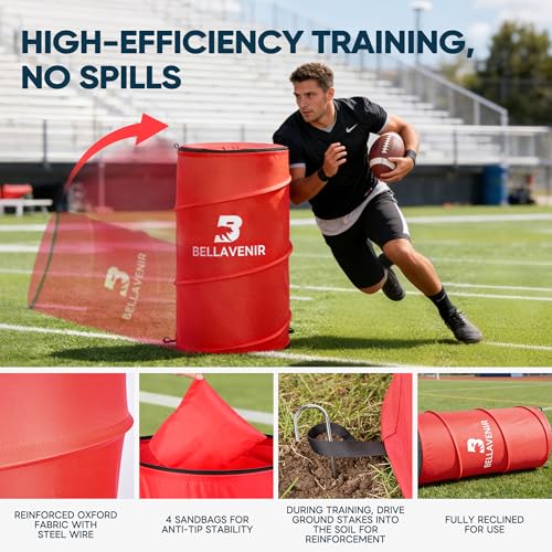 BELLAVENIR 4-Pack Pop Up Defender Dummy, Portable Foldable Training Equipment for Basketball, Football, Soccer Sports Blocking Drills Equipment