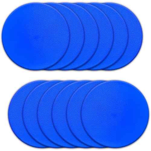 12/24Pcs Poly Spot Markers 9 inch Non-Slip Rubber Agility Training Markers Floor Dots Flat Field Cones for Football Basketball Soccer School Exercise Drills Gym Dance Practice 6 Colors - style: 9 inch 12 Pcs Blue (PVC)