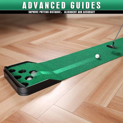 CHAMPKEY Golf Putting Green Indoor - Advanced Guides Golf Putting Mat - Enhance Putting Accuracy and Challenge - style: Pong Game PRO Version