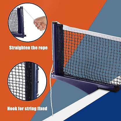 Hbaushun Collapsible Table Tennis Net,Training Competition Professional Ping Pong Net Portable Posts with Adjustable Strength Clip,Stable Base for Standard Table