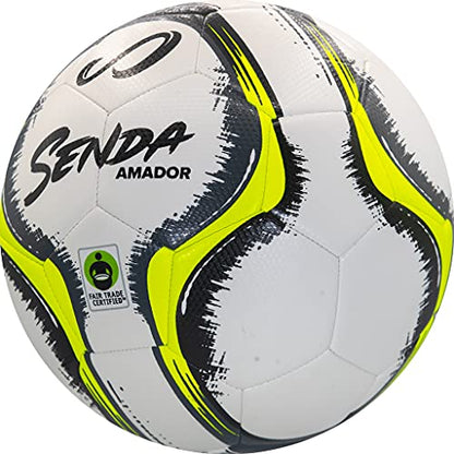 Senda Amador Training Soccer Ball, Fair Trade Certified - color: White/Yellow, size: Size 4 (Ages 8-12)
