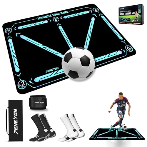 Soccer Training Equipment,Soccer Training Mat Improve Strength,Agility and Coordination,Anti-Slip Silent Absorption Soccer Footwork Training Mat,Soccer Trainer for Indoor/Outdoor Drills