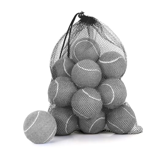 12/18 Pack Tennis Balls for Training, Pet Dog Playing, and Practice with Mesh Bag for Transport and Beginner Training - color: Grey-18Pack