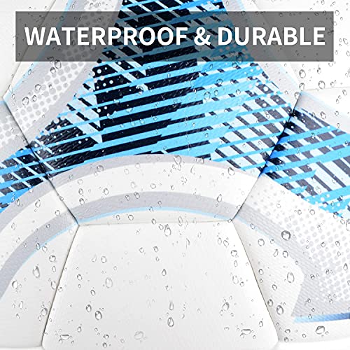 SHOKE Soccer Ball Size 5 Official Size Soccer Ball Thermal Bonded Training Slip Resistant - color: Blue(inflated not full )