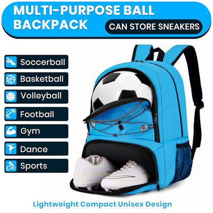 Hsmihair Youth Soccer Bag-Soccer Backpack&Backpack for Football Basketball,with Ball Compartment Separate Cleat Package - color: Blue