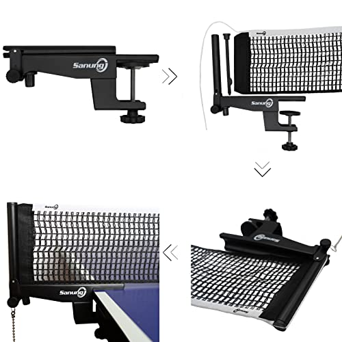 Sanung S406 Table Tennis Net and Post Portable, Professional Ping Pong Net and Post Set for Any Standard Tables (60 inch Width), Used for Training Competition, Easy Setup