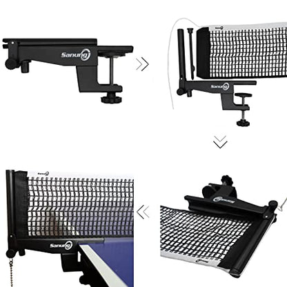 Sanung S406 Table Tennis Net and Post Portable, Professional Ping Pong Net and Post Set for Any Standard Tables (60 inch Width), Used for Training Competition, Easy Setup