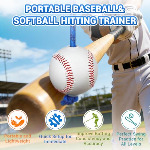 Portable Baseball Swing Trainer Suitable for Baseball and Softball Training, Supports Solo Batting Practice, Features Easy Setup, and Enables Fast, Efficient Training Sessions