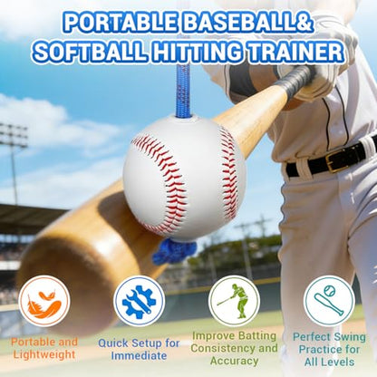 Portable Baseball Swing Trainer Suitable for Baseball and Softball Training, Supports Solo Batting Practice, Features Easy Setup, and Enables Fast, Efficient Training Sessions