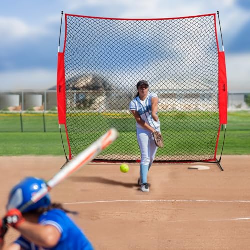 VEVOR 7X7ft/12X9ft/16X10ft/20x10ft Barricade Backstop Net, Ball Sports Barrier Netting, Portable Practice Net for Baseball Softball Lacrosse Hockey Basketball Equipment Training Net