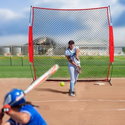 VEVOR 7X7ft/12X9ft/16X10ft/20x10ft Barricade Backstop Net, Ball Sports Barrier Netting, Portable Practice Net for Baseball Softball Lacrosse Hockey Basketball Equipment Training Net