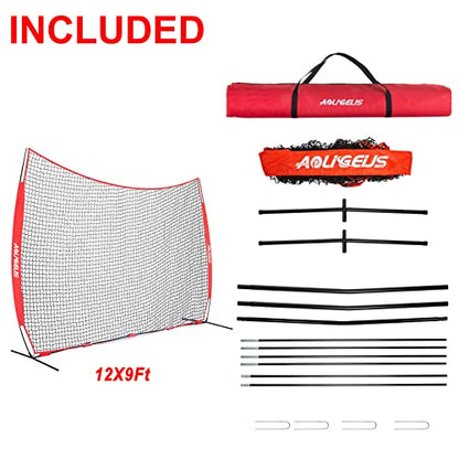 Sports Barrier Net,Sports Net,Barricade Backstop Net,Perfect for Baseball,Softball,Soccer, Basketball,Lacrosse - style: 12X9Ft-Red