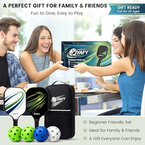 Pickleball Paddles Set of 2, Fiberglass Pickleball Set with Pickleball Rackets 2 Pack, 4 Indoor Outdoor Balls and Carry Bag, Pickle Ball Set for Beginners, Families, Men Women & Intermediate Players - style: B&W-2
