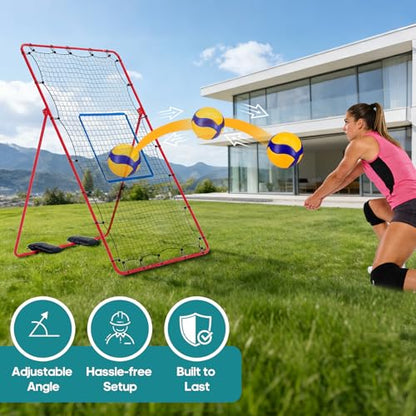 OLIXIS 7x4 ft Volleyball Rebounder Net - Multi Sport Bounce Back Training Equipment with Travel Bag, 5 Adjustable Angles for Outdoor Indoor Practice, Spiking, Bumping, Volleying, Pickball