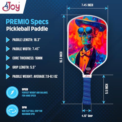 4Joy Pickleball Paddle Premio Series - Thermoformed Premium T700 Carbon Fiber Pickleball Paddless - Professional Pickleball Rackets for Women & Men - 16mm Honeycomb Core - USAP Approved - style: SlimJim