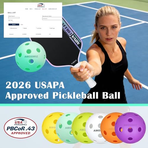 Indoor Pickleball Balls, 6/12 Pack of 26 Holes Pickleballs, USAPA Approved Indoor Pickleballs Set, High Visibility Durable Pickle Balls for Training and Tournament