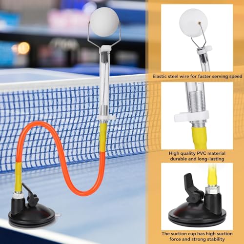 HERCHR Table Tennis Training, Professional Ping Pong Trainer with Suction Base, Table Tennis Training Device Rebound Ball Machine for Beginners