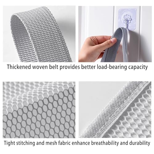 4-Tier Mesh Ball Storage Net Rack Organizer, Door or Wall-Mounted Vertical Ball Holder for Basketball, Soccer, Volleyball, Football, Space-Saving Sports Organizer for Garage, Home, Basement (Grey)