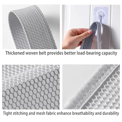 4-Tier Mesh Ball Storage Net Rack Organizer, Door or Wall-Mounted Vertical Ball Holder for Basketball, Soccer, Volleyball, Football, Space-Saving Sports Organizer for Garage, Home, Basement (Grey)