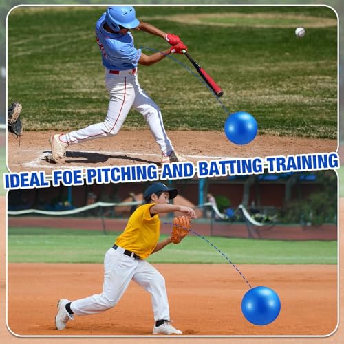 2 Pcs Connection Ball with Pump 9 Inch Pilates Baseball Softball Batting Trainer Improve Arm Action Hitting & Pitching Efficiency Connection Ball for Baseball - color: Blue