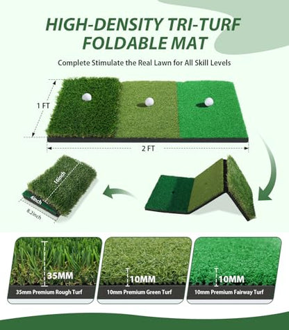 Golf Net, 10x7ft Golf Hitting Aid with Mat, Designed for Outdoor & Indoor Use, Practice Nets for Backyard Driving Real Balls, Ideal Gifts for Men Dad Husband & Golfers