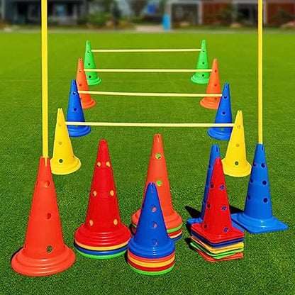 YXXSDP Professional Hurdle Cone Set, Adjustable Training Cones and Agility Poles, Multi-Sports Practice Equipment for Kids Pets Adult