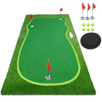 Golf Putting Green/Mat-Golf Training Mat- Professional Golf Practice Mat- Green Long Challenging Putter for Indoor/Outdoor - style: 5x10ft green