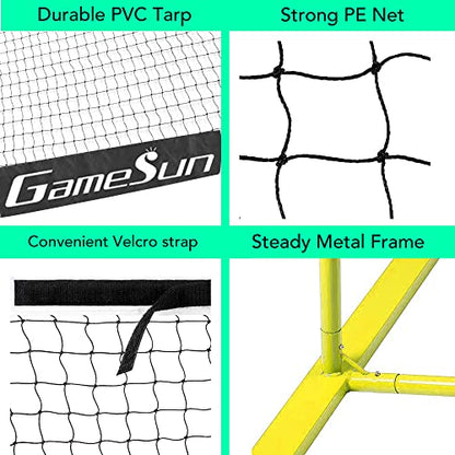 Complete Pickleball net Set for Outdoor, Indoor, Backyard use, Includes Metal Frame, 22 Feet PE net, Paddles, Balls,Carry Bag - color: Yellow