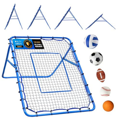 Volleyball Baseball Rebounder Net, Softball Rebounder Pitchback Net Quick Adjustments, Quick Adjustments Lacrosse Bounce Back Practice Equipment, Ideal for Outdoor Indoor and Backyard Training - size: 5FTx4FT, style: Multi-Sport Rebounder Net