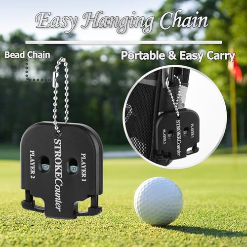 Cosmos 3 Pcs Mini Golf Stroke & Score Counter Golf Scorekeeper Clicker, 2-in-1 Dual Player Tracking Accessories Attachment to Club Bags for Golfer Game Practice & Training Shot Stroke Counting