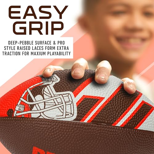 Franklin Sports NFL Team Footballs - Rubber Youth Mini Balls for All Teams - Kids 8.5" Football + Air Pump Sets - Official NFL Licensed - style: Cleveland Browns