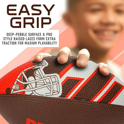 Franklin Sports NFL Team Footballs - Rubber Youth Mini Balls for All Teams - Kids 8.5" Football + Air Pump Sets - Official NFL Licensed - style: Cleveland Browns