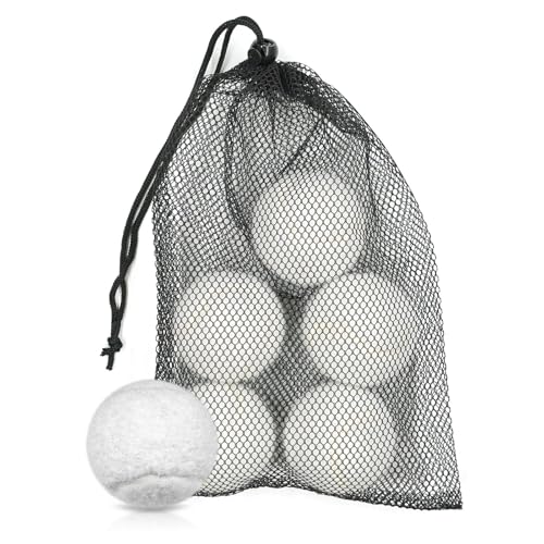 Tennis Balls 6 Pcs Training Tennis Balls Come with Mesh Bag for Easy Transport Beginner High Elasticity Practice Loose Tennis Ball for Dogs Natural Rubber Material - color: White