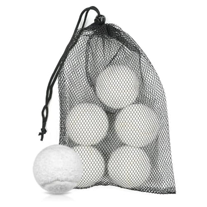 Tennis Balls 6 Pcs Training Tennis Balls Come with Mesh Bag for Easy Transport Beginner High Elasticity Practice Loose Tennis Ball for Dogs Natural Rubber Material - color: White