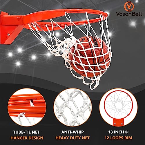 Basketball Rim, Heavy Duty Basketball Rim Replacement - Universal 18 Inch Breakaway Rim and Net,Professional Double-Spring Backboard Rims For In-Ground and Wall-Mounted Basketball Hoops Indoor Outdoor