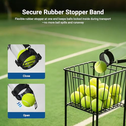 NEEWER Ball Retriever Tube Hopper for Tennis Balls & Pickleballs, Detachable Section No Bending Pickup Picker Upper Collector with Stopper & Shoulder Strap