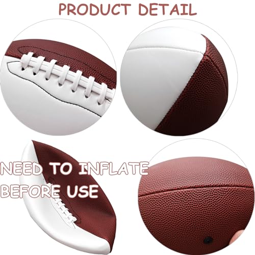 Full Size 12 Inch Autograph American Football with 2 White Panels Customized Trophy for Rugby Game Graduation Signing