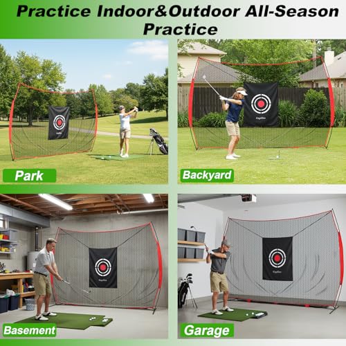 Gagalileo Golf Hitting Net with Target：Professional Heavy Duty Practice Net for Driver Swing Training Backyard Garage