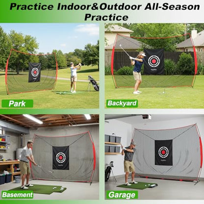Gagalileo Golf Hitting Net with Target：Professional Heavy Duty Practice Net for Driver Swing Training Backyard Garage