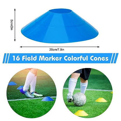 Soccer Speed Agility Training Set - 20FT Agility Ladder 12/16 Sports Cones and Soccer Kick Trainer Football Training Equipment Footwork Drills for Youth and Adults