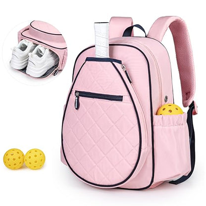 KAVIGOR Pickleball Bag, Quilted Pickleball Backpack with Shoe Compartment & Waterproof Pocket, Pickle Ball Paddle Bag Fits 2 to 4 Paddles for Women and Men