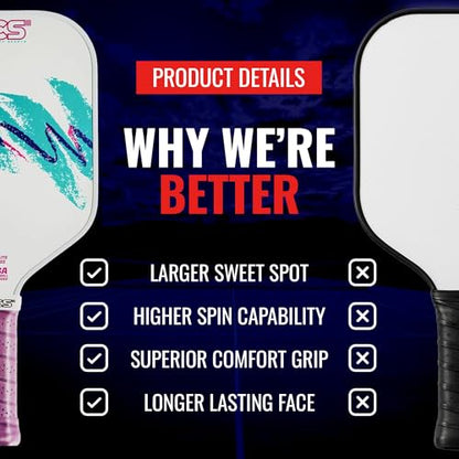 SCS Carbon Fiber Pickleball Paddle – USAPA Approved 2024 – Lightweight, Enhanced Spin, Sure-Grip Handle – Evo-Lite Series for Intermediate Players - color: Nostalgia