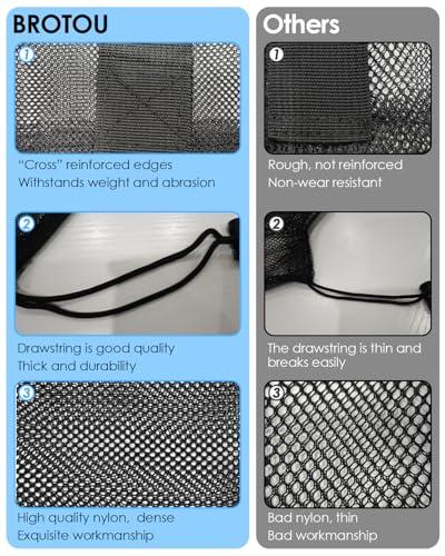 BROTOU Thickened Extra Large Sports Ball Bag Mesh Socce Ball Bag Heavy Duty Drawstring Bags Team Work for Holding Basketball, Volleyball, Baseball, Swimming Gear with Shoulder Strap - size: 30" x 40"