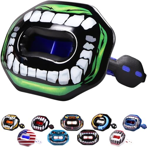 Oral Mart Flag Football Mouth Guard with 3D LipFit Design for Kids - Youth Football Mouthguard (No Boil) Cool Instant Fit Lip Guard Mouthpiece for Braces (Detachable Helmet Strap Included) - color: Green Monster