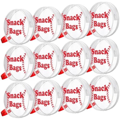 Reginary 12 Pcs Baseball Snack Bags for Team Gifts Baseball Goodie Treat Candy Bags Pouch Clear PVC Waterproof with Zipper Party Favors for Team Christmas Birthday Gifts Sport Supplies - style: Baseball Snack Bag